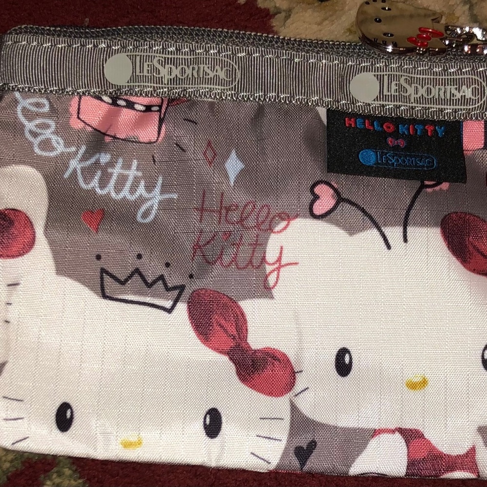 Lesportsac x Hello Kitty small pouch gray pink NWOT